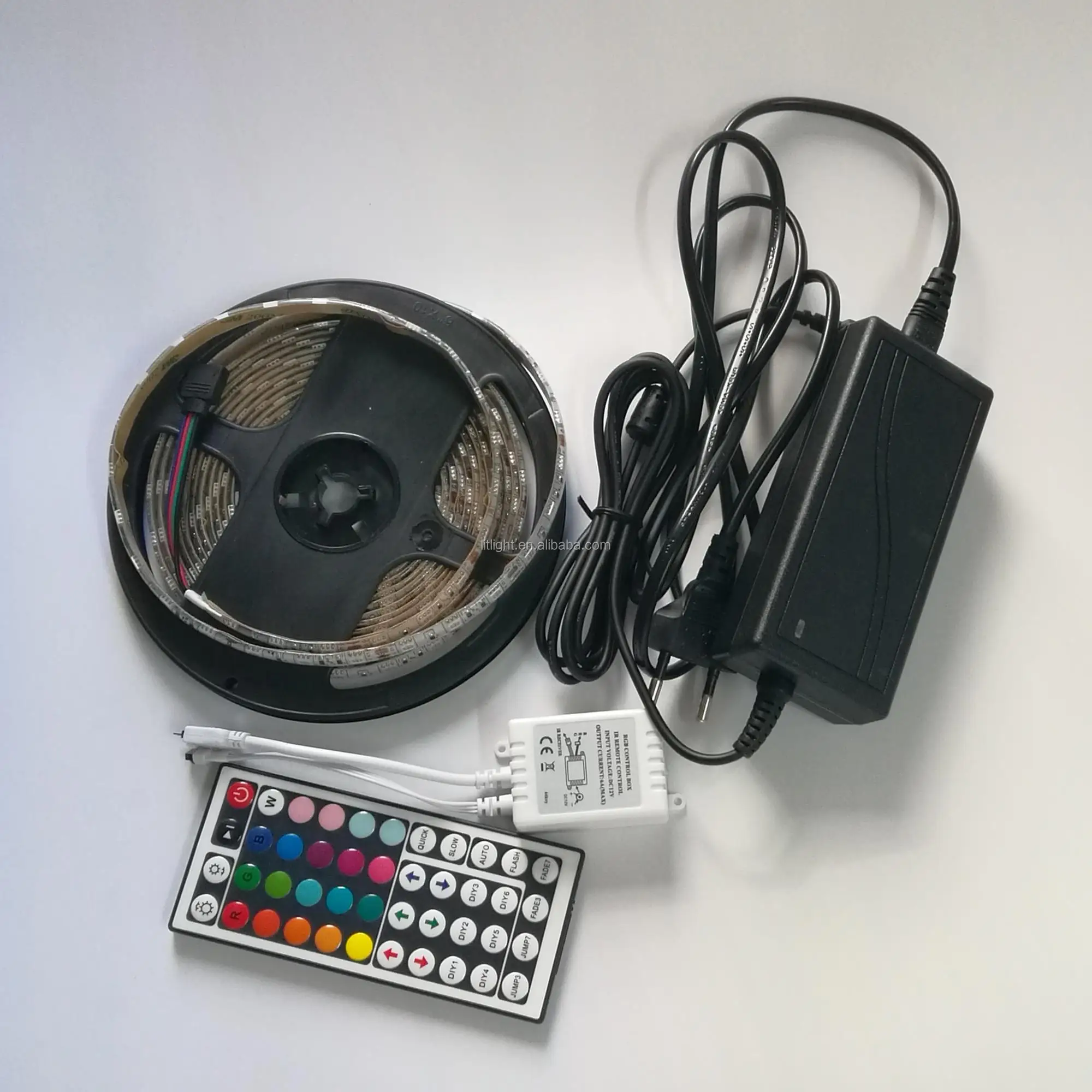 High Quality Super Brightness 30/60/72/90/144 LED/m Rope Light+Driver+Controller with Remote SMD 5050 RGB LED Strip Light Kit