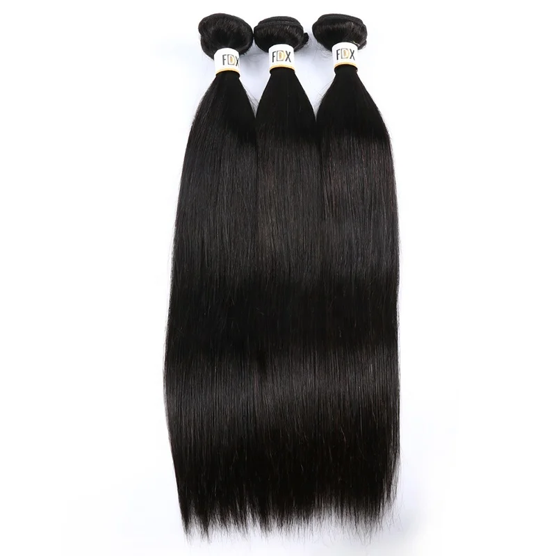 

Cheap raw 10A unprocessed virgin straight Brazilian human bundle hair, Natural black or customize