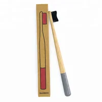 

Single Piece Individual Custom Printing Kraft Box Colorful Handle End Painted Round Bamboo Toothbrush