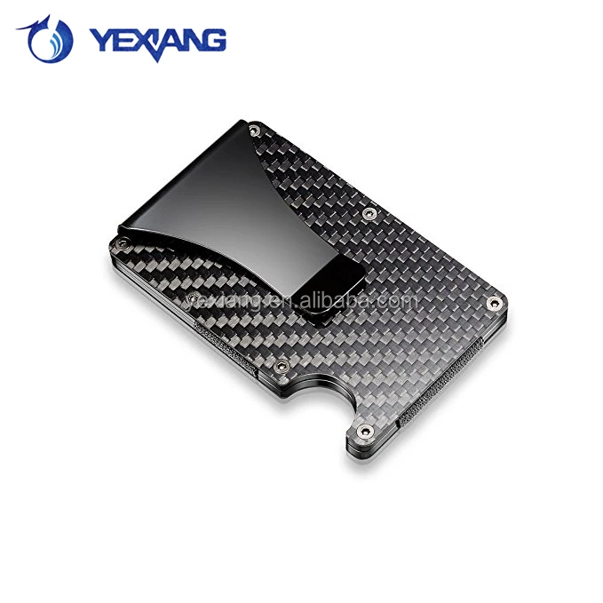 

Yexiang Aluminum Metal money clip wallet RFID Blocking Card Holder with customized Money Clips, Black