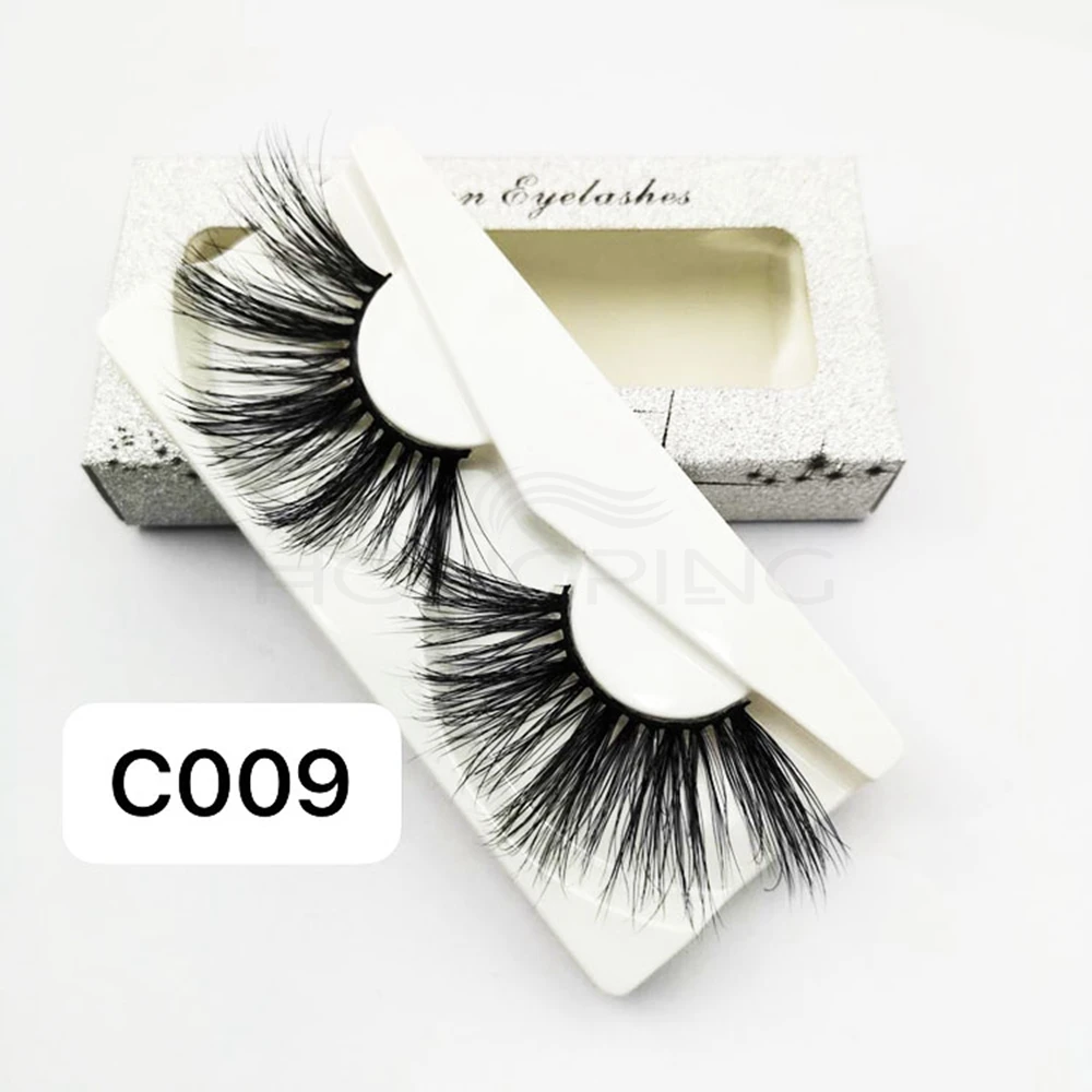 

round eyelashes box Long 3D mink lashes 25mm real mink eyelashes, Black