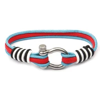 

Colorful Nylon Survival Rope Anchor Bracelet Elastic Fish Hook Nautical Sailors Silver Stainless Steel Bracelet