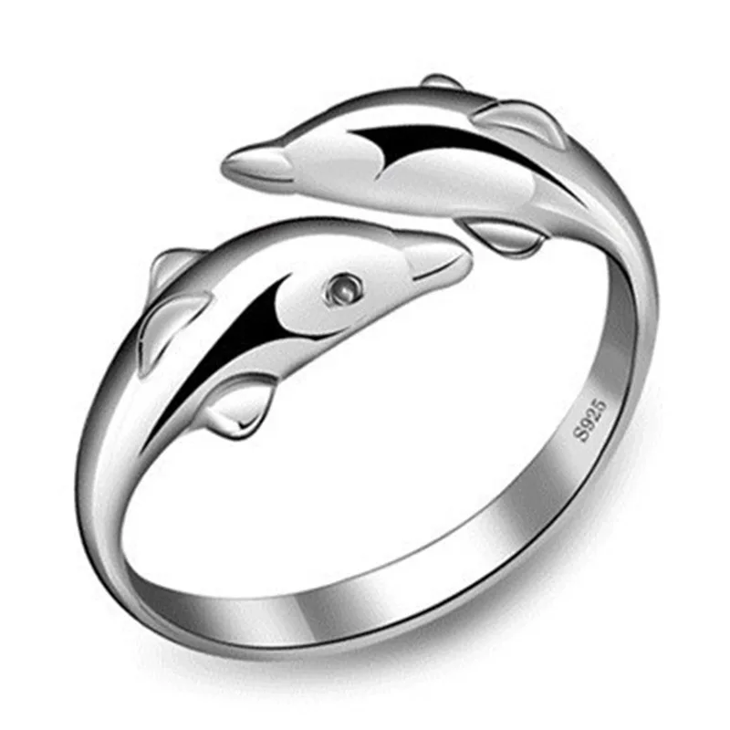 

2021 New Lover Jewelry Trendy Dolphin Style Women Silver Ring Wholesale Cheap Price Promotion Gifts Fashion Ring