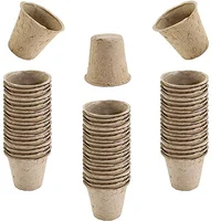 

Morezhome Eco-friendly round paper pulp Nursery cup Peat Pots 100pcs/set with 100pcs plant tags