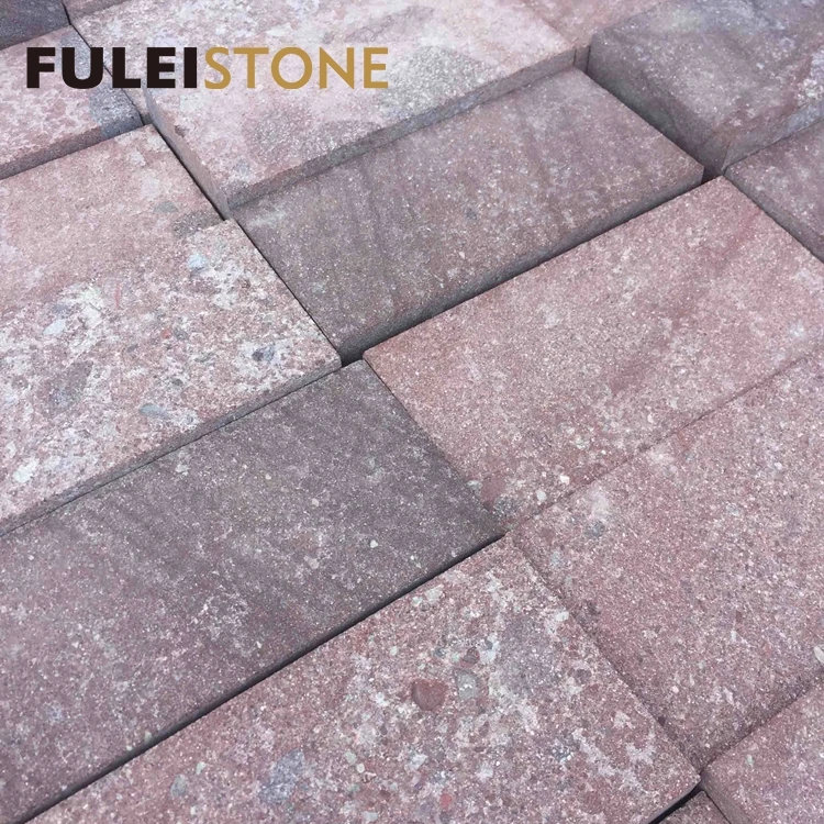 Outdoor flamed cheap chinese red porphyry granite paving stone