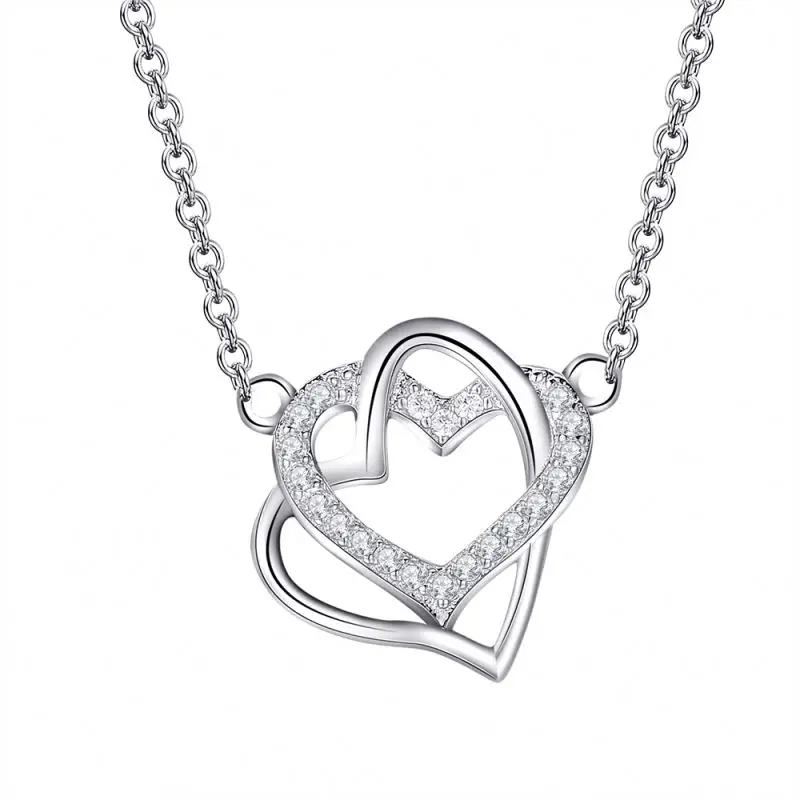 

Silver Jewelry Women Heart Unique Necklace, Silver;gold;rose gold or custom.