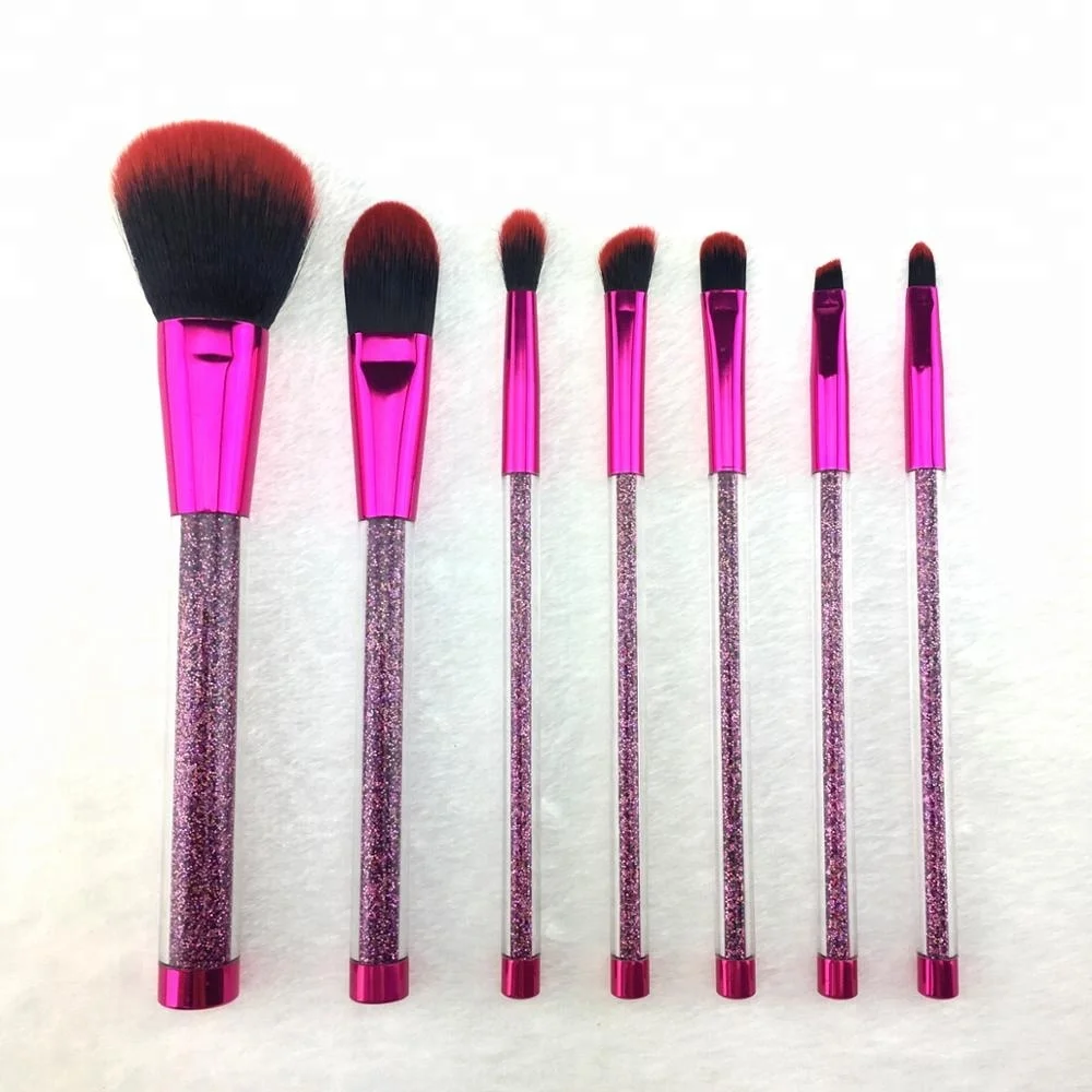 with logo bling magnet clear 7pcs professional synthetic empty water eyeshadow magnetic purple blending makeup brushes glitter