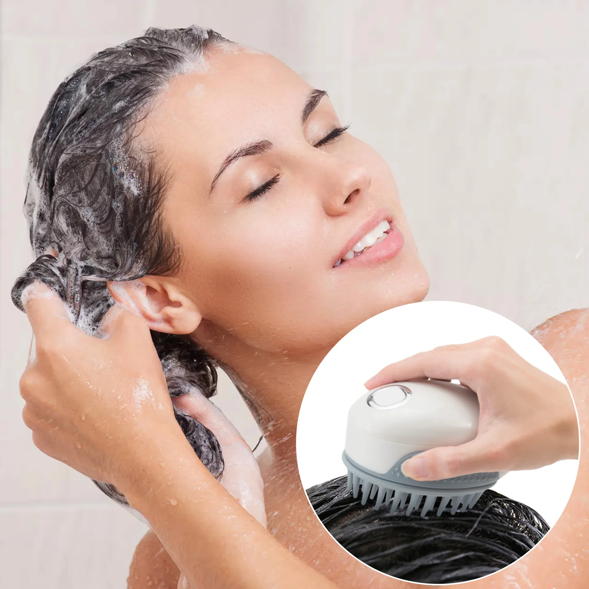 Soft silicone head massager vibrating scalp shampoo brush