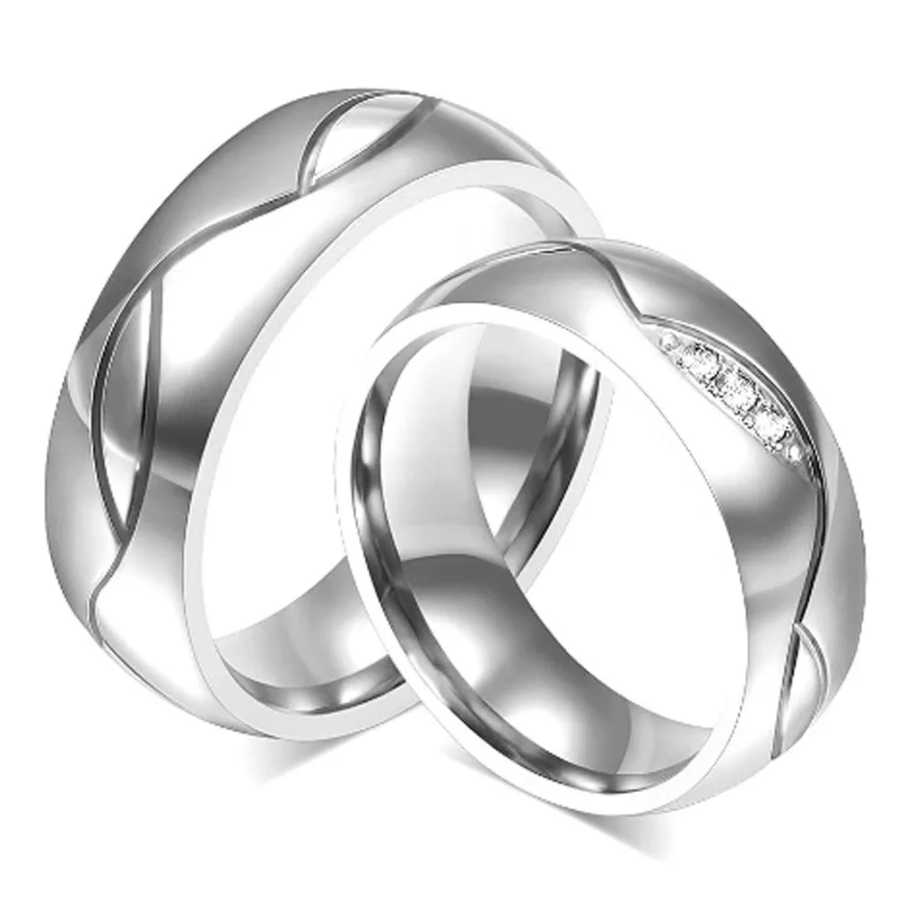 Custom Unique Fashion Crystal Stone Dubai Wedding Promise Couple Ring