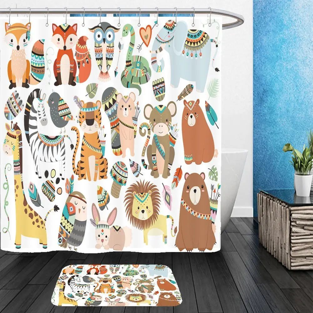 Ds Bath Woodland Black Bear Shower Curtain Hooks Lodge Bathroom