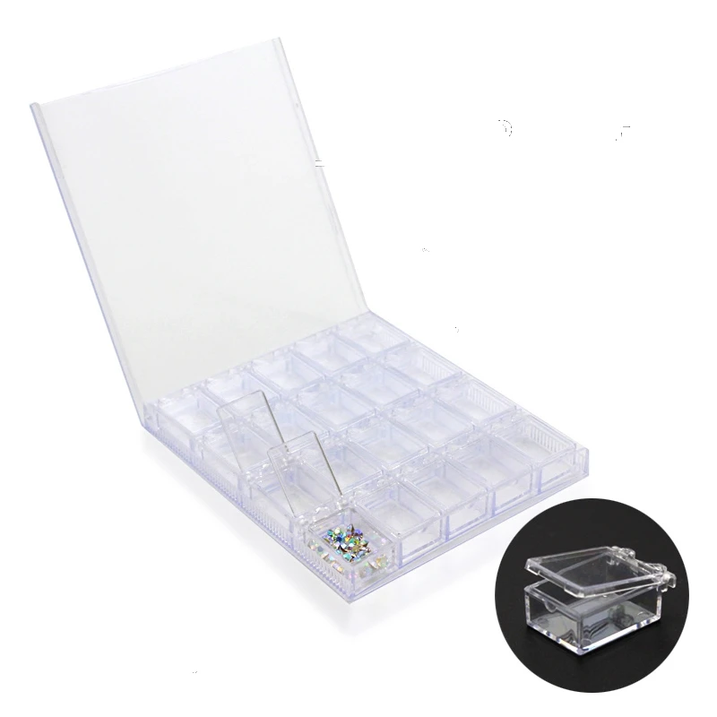 

20 Grids Clear Acrylic Empty Storage Box Strass Beads Rhinestone Jewelry Decoration Nail Art Display Removable Container Case