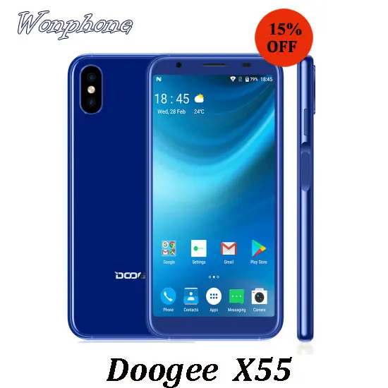 

NEW Doogee X55 Smartphone 1GB RAM 16GB ROM 5.5 Inch HD- Android 7.1 2800mAh side Fingerprint Unlock CellPhone