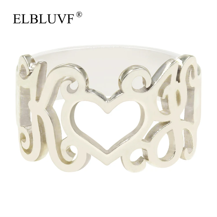 

ELBLUVF 925 Sterling Silver Personalized Custom Love Heart Ring Jewelry For Lover Wedding Valentine's day Engagement