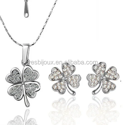 

italian jewellery white gold filled clover design jewelry free shipping