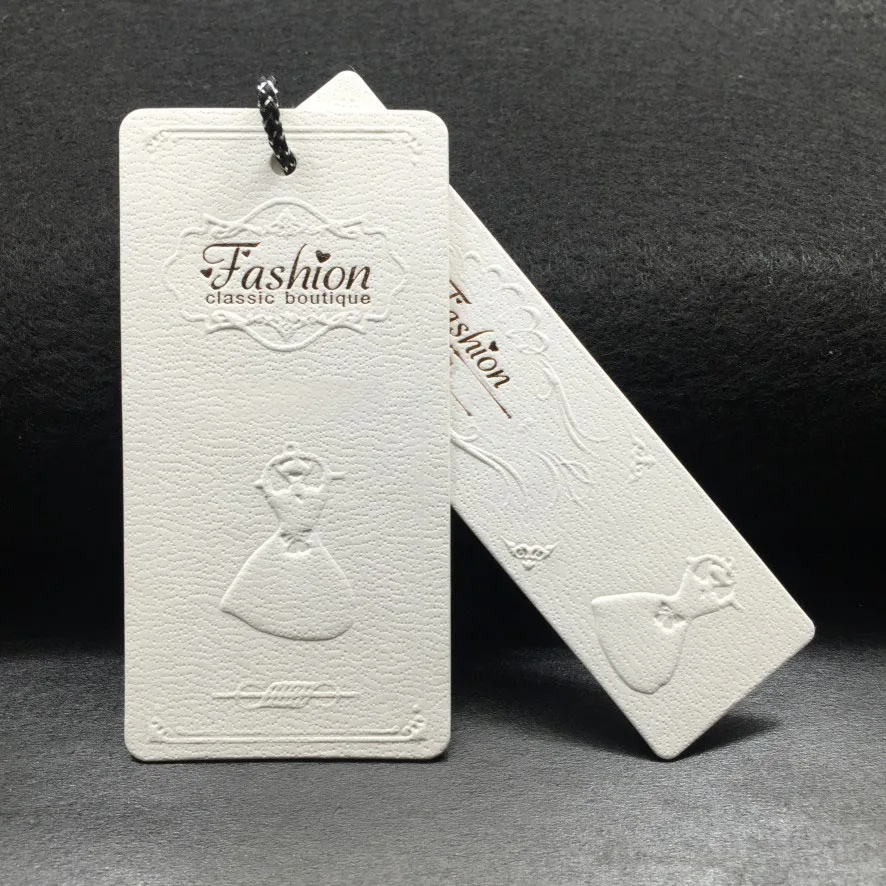 

Matt Cardboard Hang Tag Garment Accessories Clothing Tags With Embossed Hangtags For Clothing Own Logo, Customized color