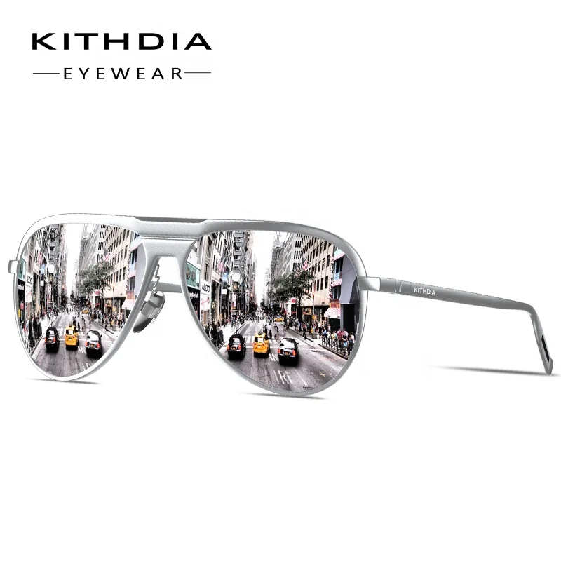 

Kithdia Brand Designer Unisex Aluminum Silver Frame Sunglasses Polarized Silver Lens Vintage Sun Glasses For Men/Women 170