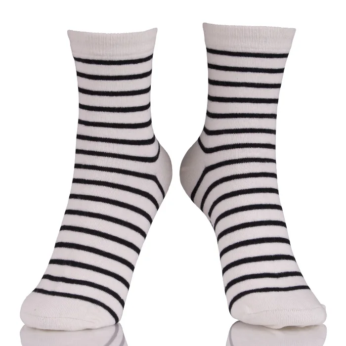 Wholesale Custom Crew Black And White Stripe Dress Socks
