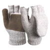 Fingerless Style Silicone Grip or Pig Leather Palm and Thinsulate Lined Rag Wool Mitt Woolen Gloves for Detailed Works in Cold