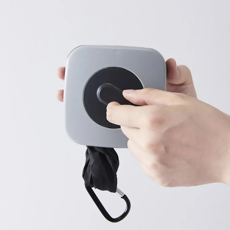 

Colorful eco-friendly creative magic foldable reusable roll up shopping bag Square plastic case roll up shopping bag, White,grey,transparent