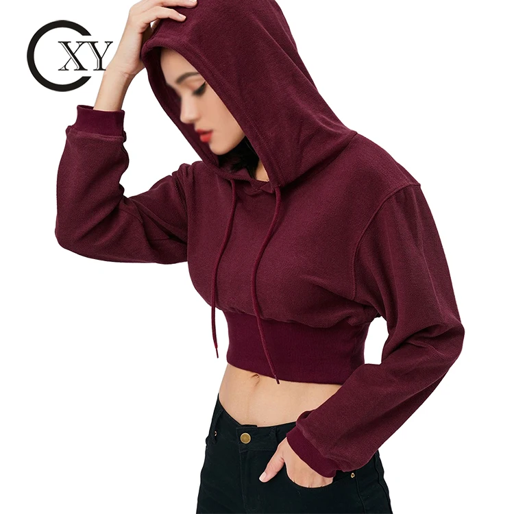 burgundy cropped hoodie
