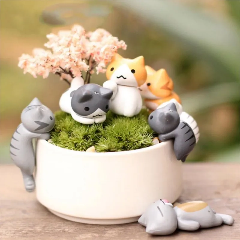 

6 Pcs/Set Cute Cartoon Lucky Cats Micro Landscape Kitten Microlandschaft Pot Culture Tools Garden Decorations Miniatures New