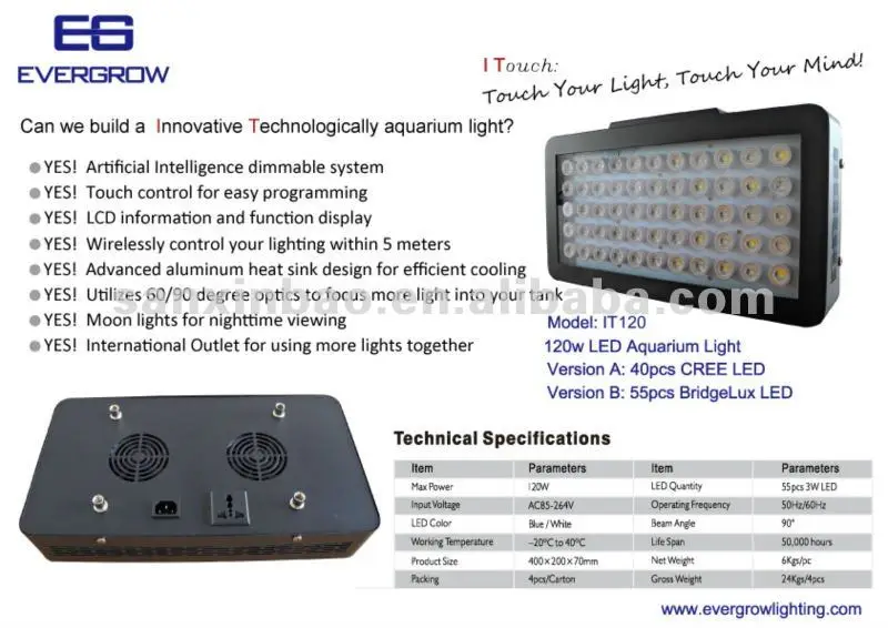 Evergrow It2060 Programmable 72 Inch Aquarium Led Lights For Fish Tank
