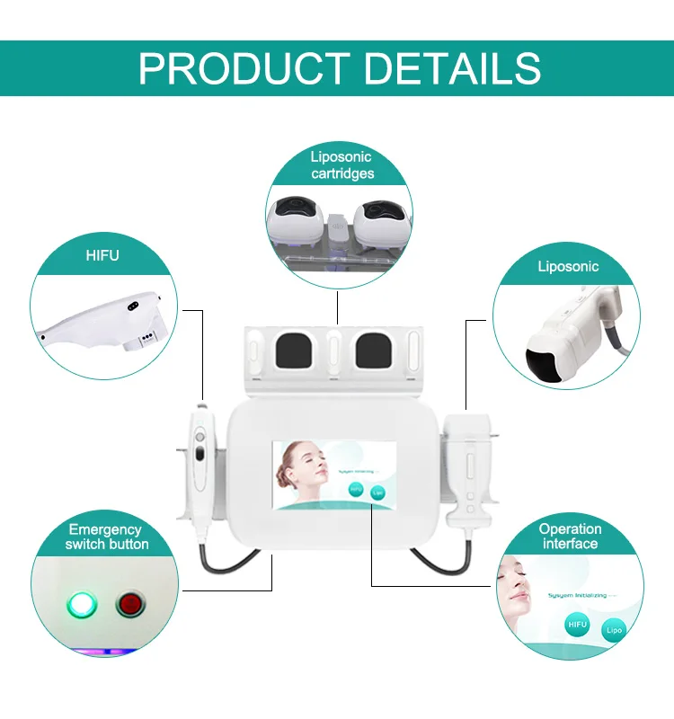 portable 2 in 1 hifu for face lift liposonix for body shaping, skin tightening, body contouring building machine