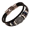 punk weave plain leather snap on bracelet snap button bracelet