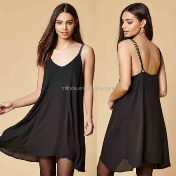 plain black slip dress