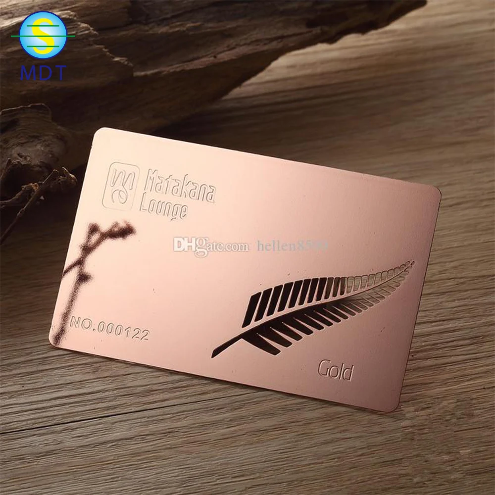 

MDT custom logo Rose gold metal business card, Cmyk color or pantone color