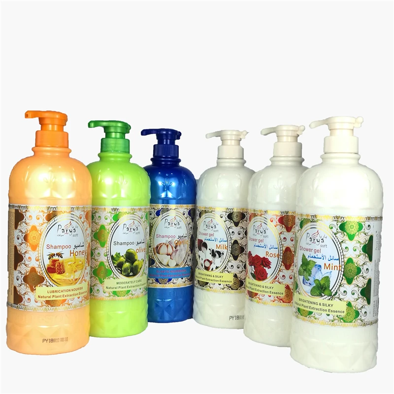 
Parya soft honey olive garlic milk rose mint moderately care natural plant extraction essence 1380ml shampoo shower gel 