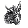 Dropshipping jewelry casting rings steel satan worship baphomet ram aries aodiac goat head horn rings,goat head pentagram rings