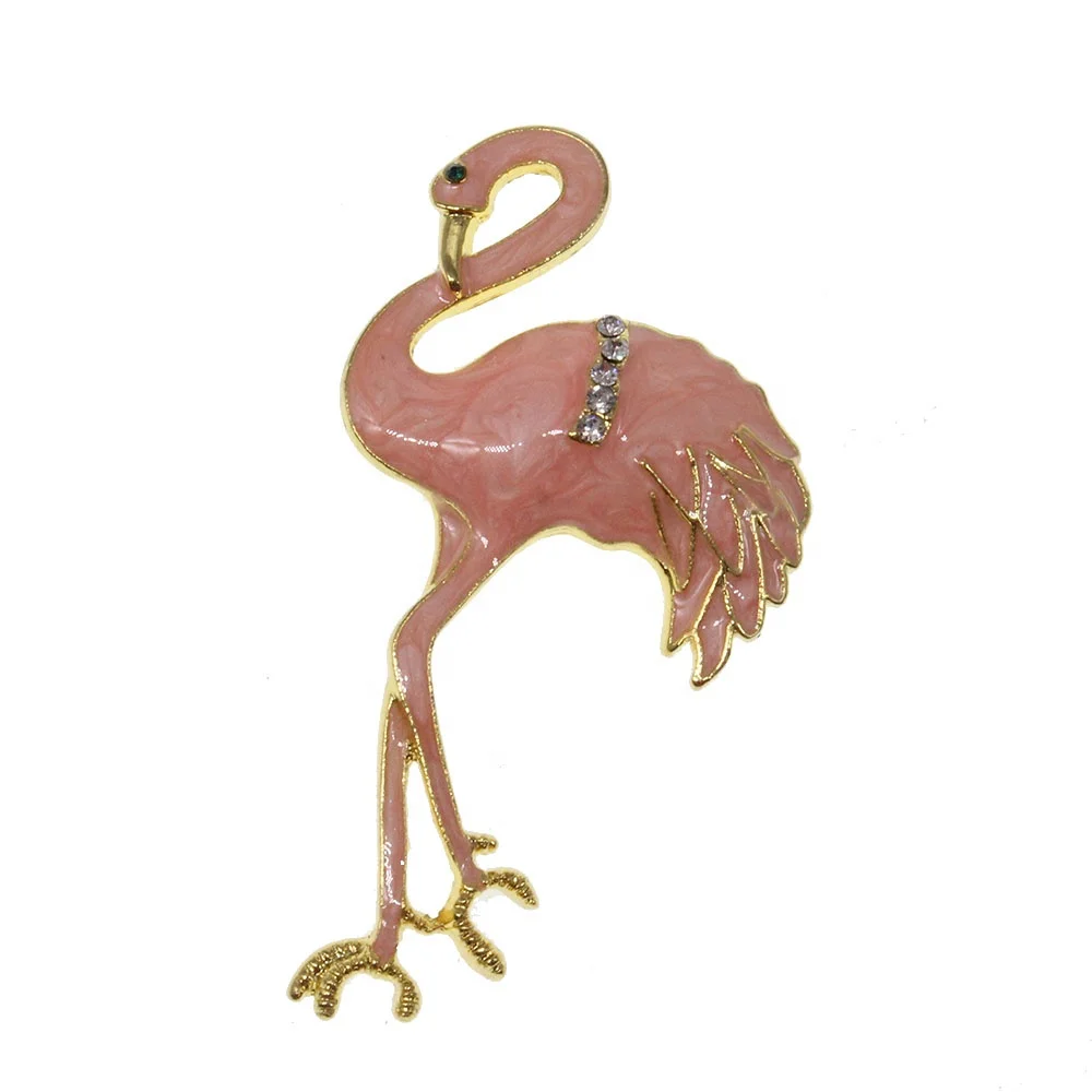 

Crystal Rhinestone enamel Flamingo Brooch Pin Crystal for Woman, Picture