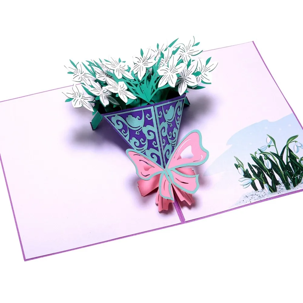 美丽的百合鲜花 3d弹出折纸贺卡