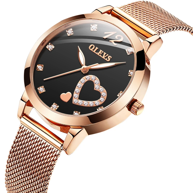 

OLEVS 5189 Brand Charm Ladies Wrist Watches Fashion Diamond Heart Dial Luxury Stainless Steel Women Quartz Bracelet Watch Reloj