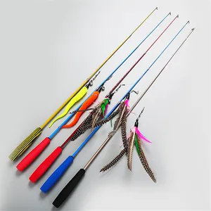 Image of retractable cat toy wand stick cat teaser toy with feather