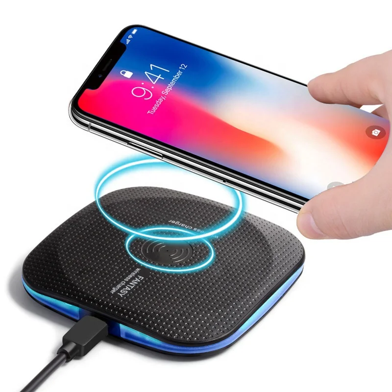 

New Arrival Qi Wireless Charger with led light For iPhone X Charging Pad For Samsung Note 8 Galaxy S8 Plus S7 Edge Mobile Phone