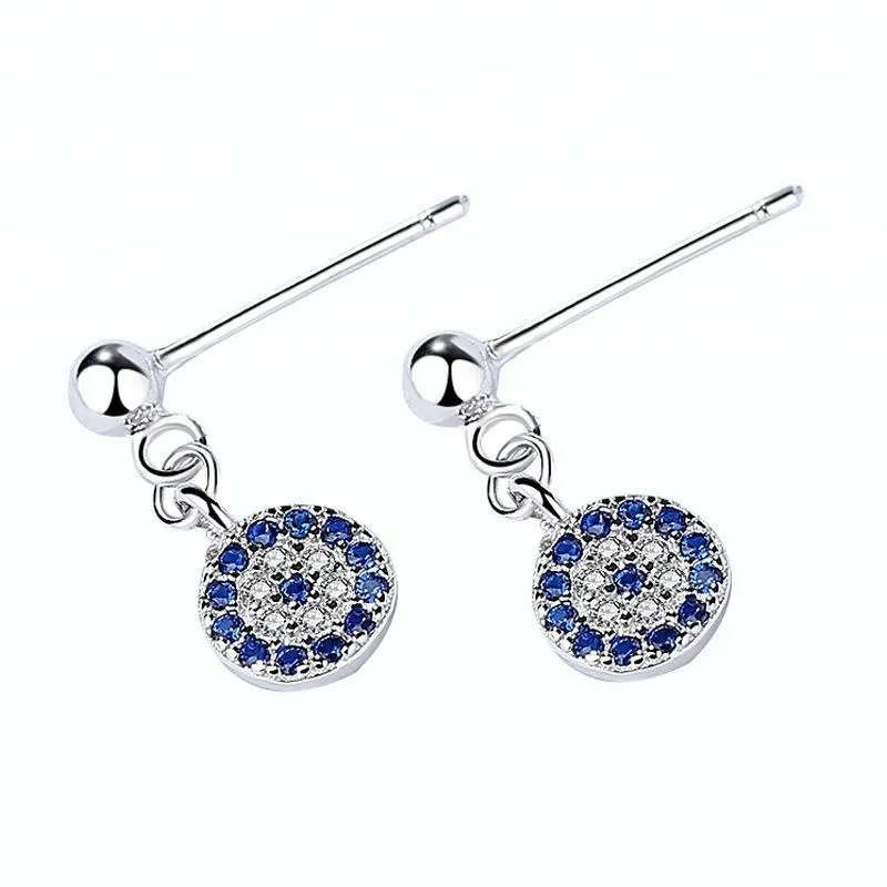 

Simple Style Blue Sapphire Jewelry 925 Sterling Silver Evil Eyes Earring