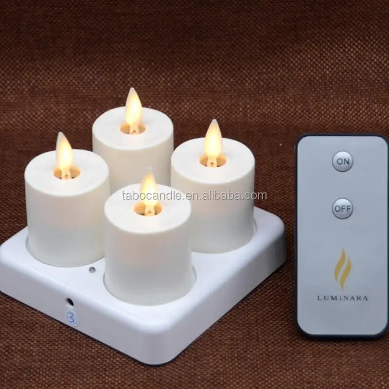 Remote Control Flameless Moving Wick Tea Light Led Candle With Usb