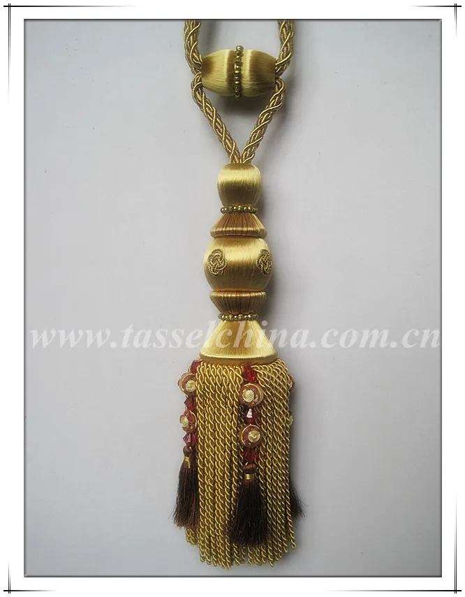 2014 New Gold Bullion Curtain Tiebacks With Tassels Tie Back