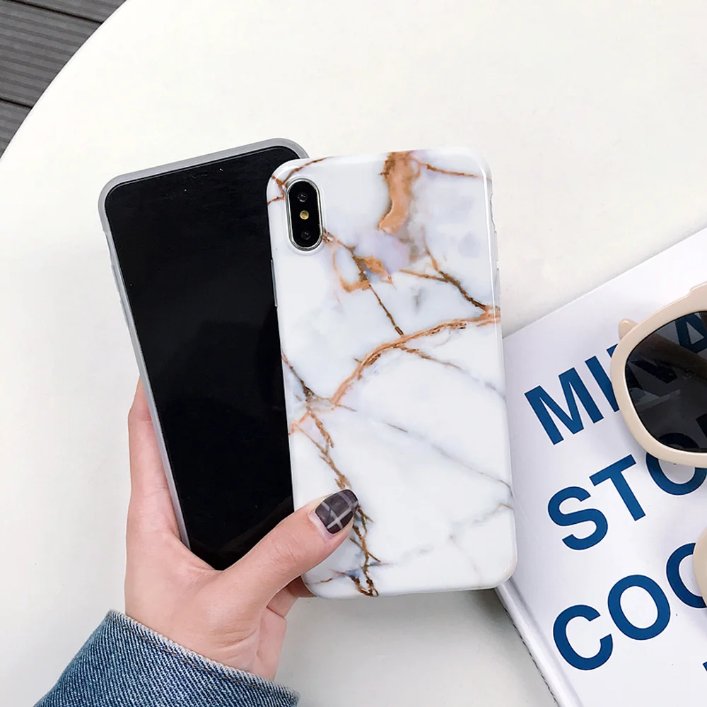 Free Shipping OTAO Marble Phone Case For iPhone XS MAX XR X 8 7 6 6s Plus Soft Case