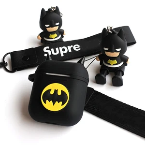 OEM custom Upgraded version mini earphone 3D silicone batman avengers cartoon for Airpods Case with pendant