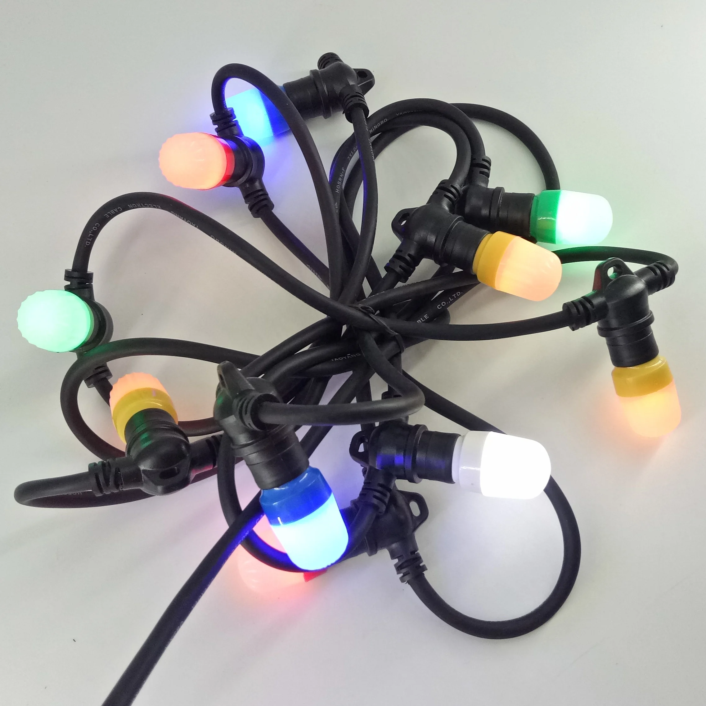 Wholesales 33FT 100Ft Black E14 Socket Belt Cable Color Change Led Christmas Light E14 Led Patio String Lighting For Outdoor Use