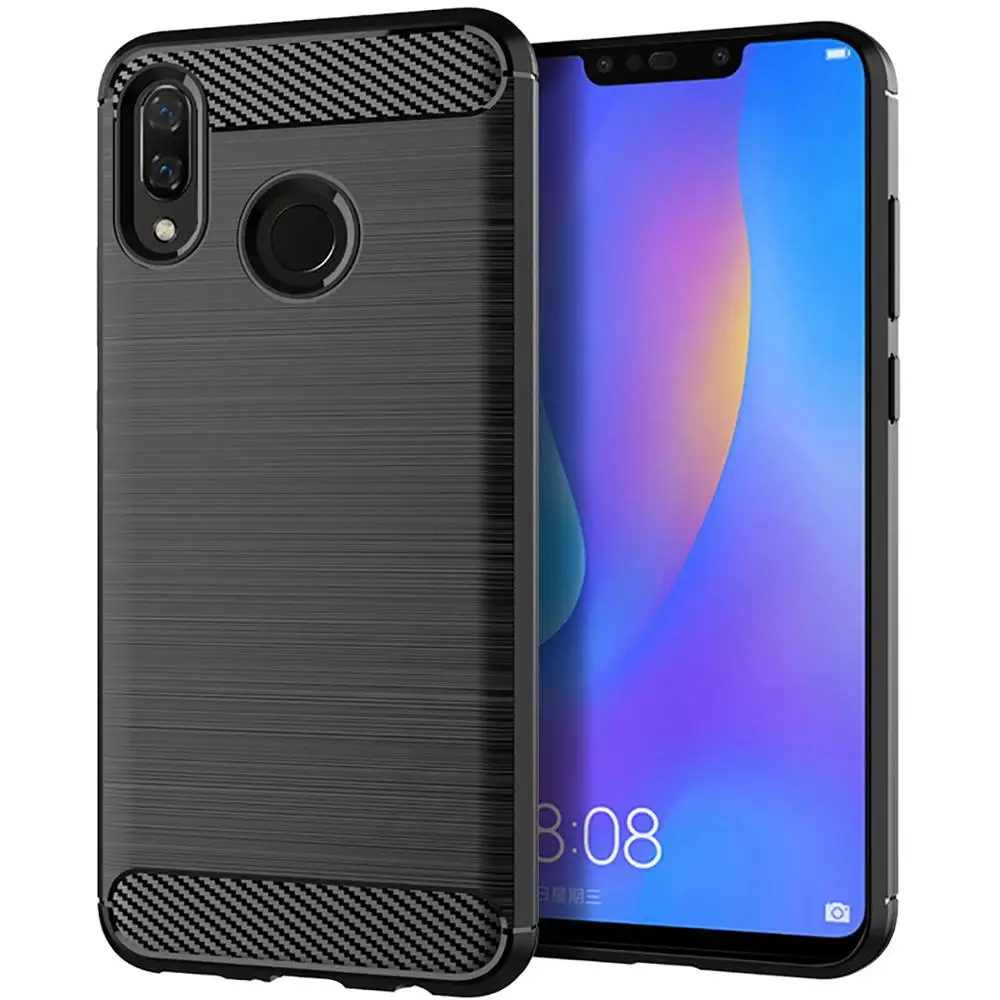 

Carbon Fiber Shockproof Soft TPU Back Cover Phone Case For Huawei Nova 3i