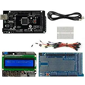 SainSmart C96 Kit with MEGA2560 R3 Black + LCD + Prototype Shield V3 + Mini Breadboard + Wires + USB Cable for Arduino UNO MEGA R3 Mega2560 Duemilanove Nano Robot XBee ZigBee