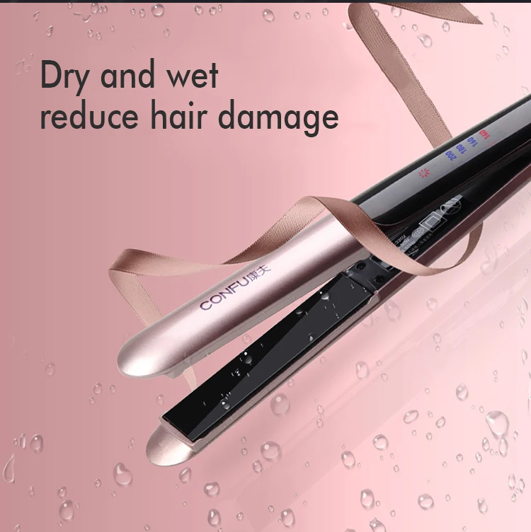 Swivel Power Cord Hair Straightener Led Display Plate Private Label