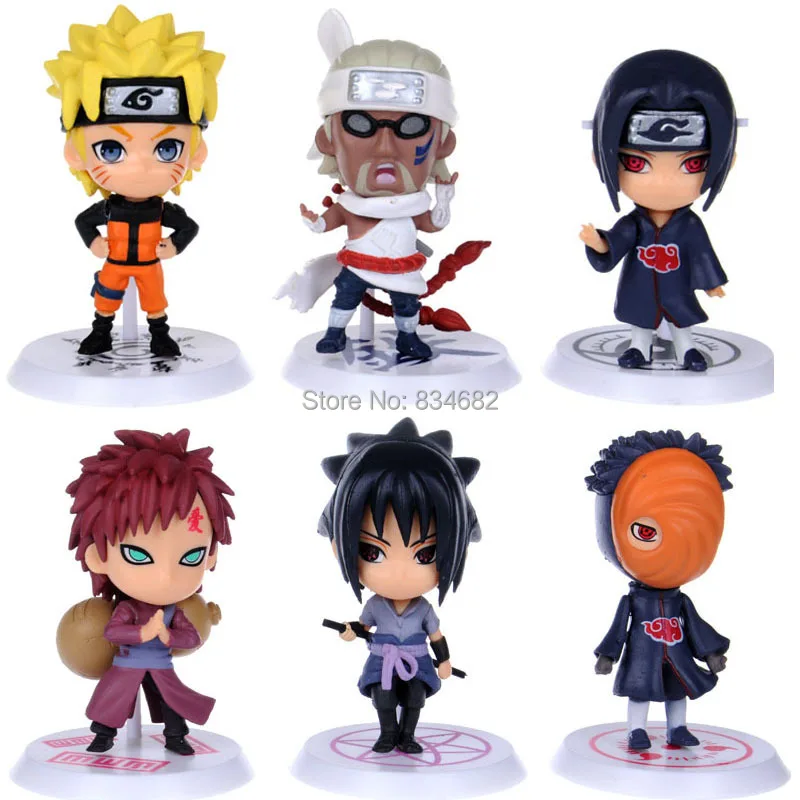 J G Chen 6pcs set New Arrival Anime Japanese Cartoon Naruto Cute Action Figure Toy Set