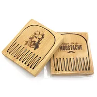 

hot selling natural peach wood box packaging logo mini beard comb
