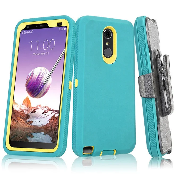 2 In 1 Back Clip Rugged Armour Phone Case For Lg Stylo 4,For Lg Stylus 4 Case Kickstand Tpu Pc Belt Clip