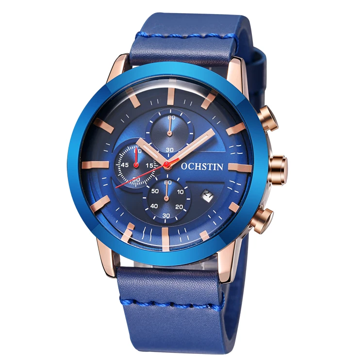 

OCHSTIN GQ078 Top Brand Luxury Watches Men Fashion Casual Quartz Watch Leather Strap Men Sports Wristwatch Male Clock